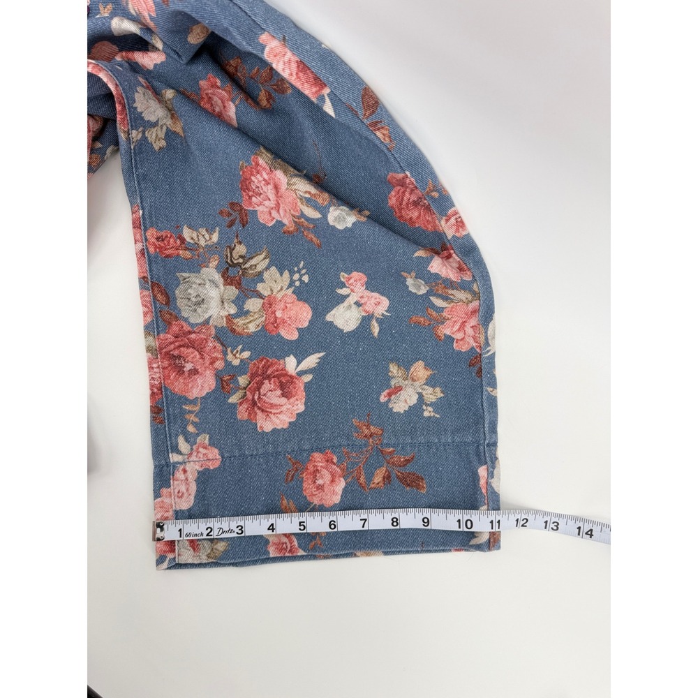 Loveimgs Women Blue Floral Denim Wide Leg Pants High Rise NWT Size Large - Picture 7 of 10